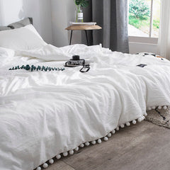Summer Quilt Solid Color Air Condition Comforter with little white Pompons Thin Throw Blanket many colours bedding free #s