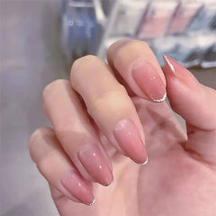 24Pcs Wearing Nail Art Finished Ultra-thin False Nail Patch Press On Nails Jelly Bean Paste Powder Phnom Penh French Fake Nail