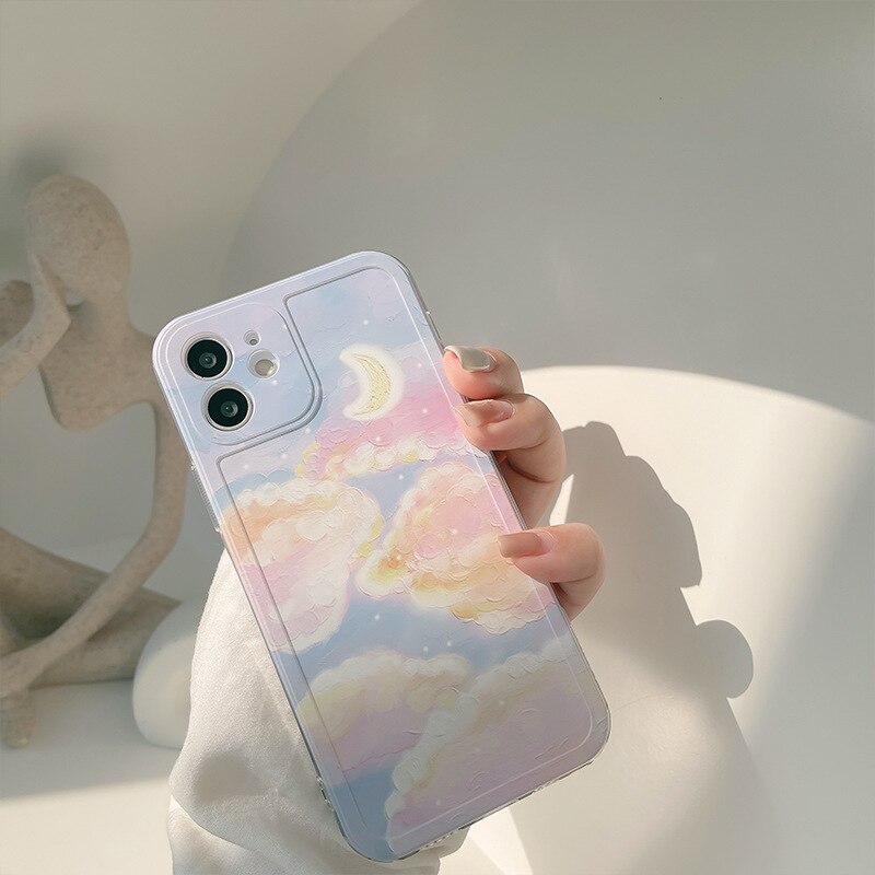 Beautiful landscape phone case for iphone 7 8 plus xs max x xr se  12 mini 11 pro max soft silicone painting scenery cover