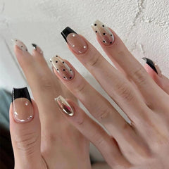 YICKYUE -  Vintage Style Polka Dot Hand Painted Floating Handmade Fake Nail Press On Wearable False Nail Art Finished Girl Nail Accessories