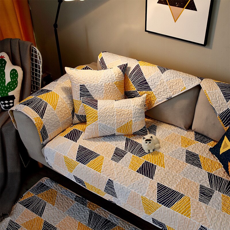 Universal Non-slip Sofa Covers Cotton Plaid Stripe Corner Sofa Chair Towel Couches for Living Room Home Decor Car Seat Cover