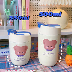 W&G Women Kawaii Vacuum Cup Starbuck Belly Cup 500ml Korea Double-drinking Thermos Cup Cute Straw Cup Large Milk Coffee Cup 2021