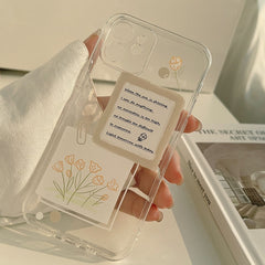 Cute label flower soft silicone clear shockproof phone case for iphone 7 8 plus se  13 mini 12 11 pro max xsmax x xr cover