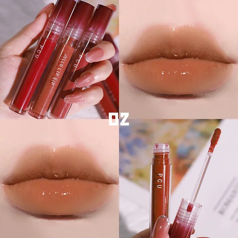 YICKYUE  -  6 Color Tea Red Mirror Dyeing Lip Gloss Moisturizer Liquid Lipstick Waterproof Long Lasting Pink Lip Tint Korean Makeup Cosmetic