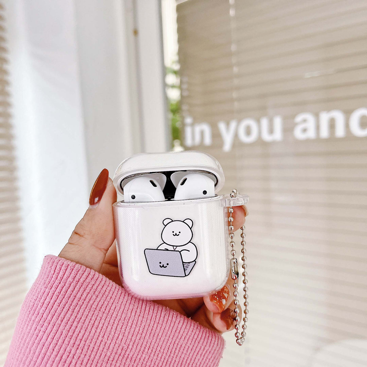 Computer bear cute earphone case wireless bluetooth Charging Box crystal cases for airpod pro 3 cover for apple air pod 2/1 capa