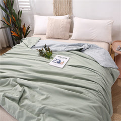 High End Tribute Silk Autumn Summer Blanket 100% Cotton Cool Feeling Smooth Thin Comforter Washable High Quality Quilted Quilt
