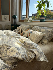 YICKYUE  -  ins retro ethnic style bed four-piece cotton pure cotton literary quilt cover sheets