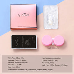 YICKYUE   -  1pair/2pcs Colorful Contact Lenses for Eyes Korean Lenses Pink Lenses Fashion Color Contacts Yearly Beauty Eye Makeup