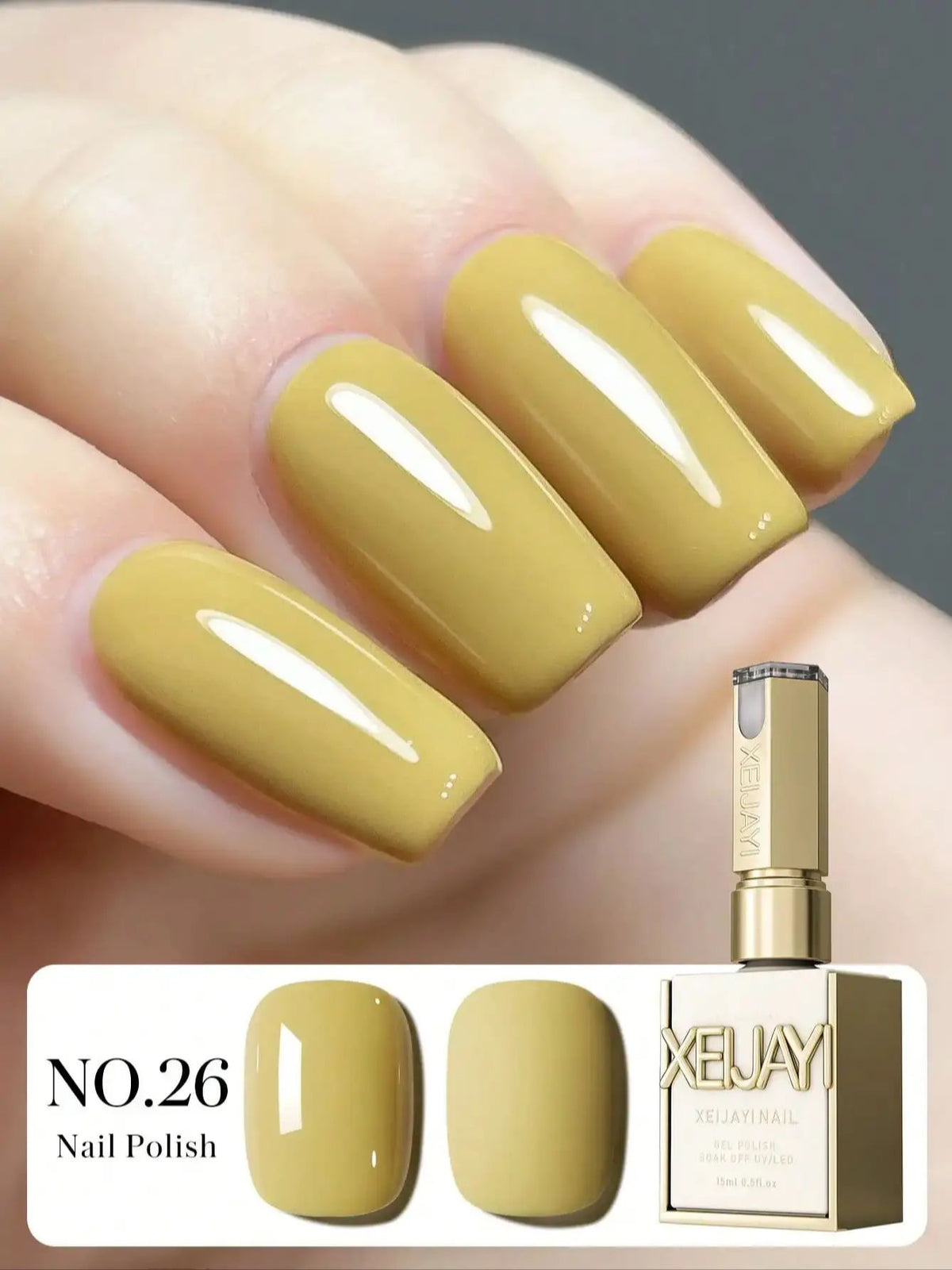 YICKYUE  -  1Pc Giner Yellow Tone Gel Nail Polish, Semi-Permanent Soak Off UV/LED Gel, Alcohol-Free Formula