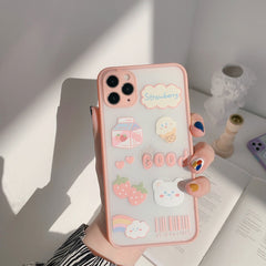 Strawberry milk phone case for iphone 11 Pro Max funda transparent silicone for iphone XR XS MAX 7 8 Plus cover case hard back