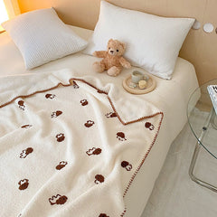Yickyue Cartoon Cute Bear Blanket Baby Plush Warm Skin Blanket Nap Shawl Air Conditioning Blanket For Sofa Bed Fluffy Home Textile