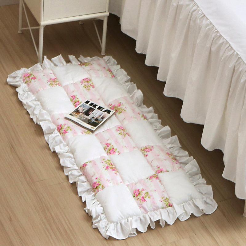 YICKYUE  -  Korean Bedroom Carpet Livingroom Rugs Pink Romantic Floral Cotton Hand-Stitched Cherry Tatami Mat Home Pastoral Soft Carpet