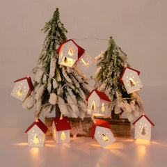 YICKYUE  -  Christmas Wooden House LED String Light Xmas Tree Hanging Ornament 2024 Christmas Decoration For Home Kids New Year Gift Navidad