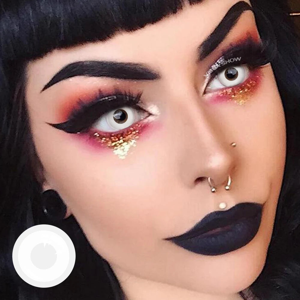 YICKYUE  White Blind Block Colored Contact Lenses for Eyes Makeup Cosplay Anime Coloured Contact Lens Black Blinded Lens Yearly