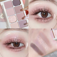 Yickyue Shiny Bright Eyes 8 Color Eye shadow Palette Glitter Matte Shimmer Eye Makeup Pigmented Long Lasting Waterproof Smooth Cosmetics