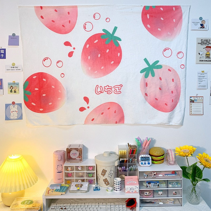W&G Ins Tapestry Canvas Cartoon Printing Background Cloth Decorative Wall Cloth Dormitory Bedroom Bedside Kawaii Hanging Cloth