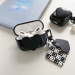 Cool black pearl pendant smiley soft silicone earphone case for apple airpod pro 1 2 3 charging box wireless bluetooth cover