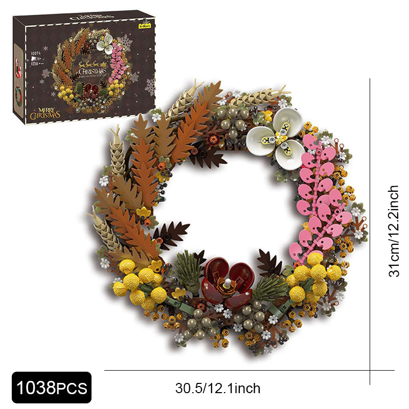 YICKYUE  -  Christmas Wreath Building Blocks Set  Eucalyptus Wreath Model for Home  Decoration Creative Crafts Gifts for Xmas Collection