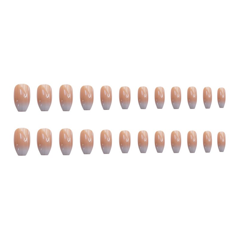 Yickyue Glossy Ombre Pink Nude White French Ballerina Coffin False Nail Gradient Natural Press On Ballet Fake Nails Tips Reusable Wear