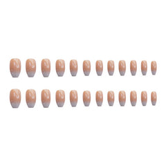 Yickyue Glossy Ombre Pink Nude White French Ballerina Coffin False Nail Gradient Natural Press On Ballet Fake Nails Tips Reusable Wear