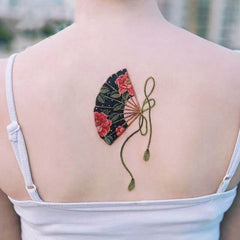 Waterproof Temporary Tattoo Sticker Japanese Style Geisha Flower Fan Design Body Art Fake Tattoo Flash Tattoo Back Male Female