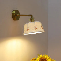 YICKYUE  -  Japanese Retro Wall Lamp with Pull Switch Modern Simple Bedroom Bedside Lamp Wooden American Brass Glass Wall Lights