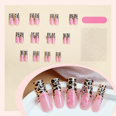 YICKYUE  -  24pcs French Leopard False Nails European Long Ballet Press on Nails Full Cover Spice Girls Y2k Sweet Cool Style Fake Nail Tips