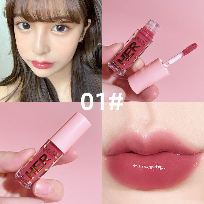 Yickyue Mirror Lipstick Moisturizing Sexy Lips Plumper Long Lasting Shiny Lip Gloss Lip Tint Makeup Jelly Lip Glaze Shimmer Cosmetics
