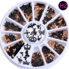 Mix Merry Christmas Element X'mas Tree Bell Elk Santa Claus Snowman Snowflake Metallic Nail Art Sequins Decals  Gem DIY Wheel