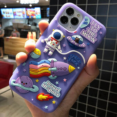 For iPhone 12 Mini 11 Pro Max X Xs XR 3D Cute Cartoon Space Astronaut Phone Case For iPhone 7 8 Plus SE  Soft Silicone Cover