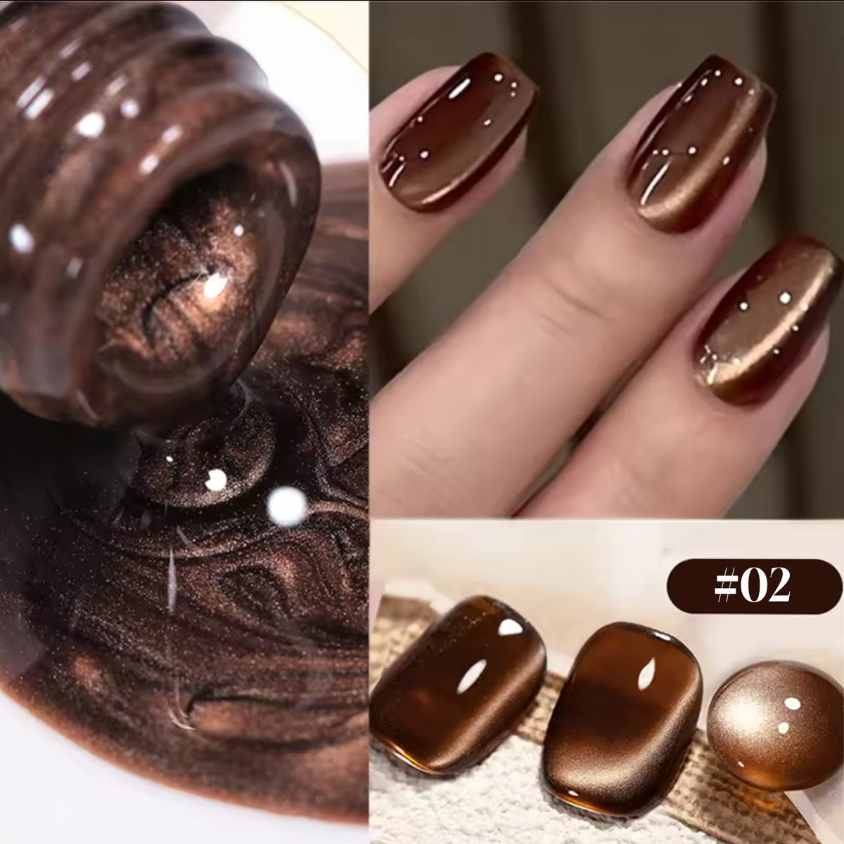 YICKYUE  -  10ML 1PCS Loulan Ancient City Brown Nails Orange Nails Autumn And Winter Hot Selling Glass bead Black Brown Cat Eye Nail Glue