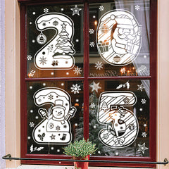 YICKYUE  -  2025 Merry Christmas Window Sticker New Year Electrostatic Glass Sticker Santa Claus Snowflake DIY Decal Home Room Decorations