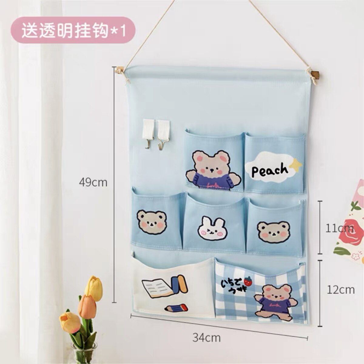 Pink Cute Wall storage bag behind the door Wall-mounted multi-layer storage closet storage bag closet organizer