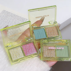 YICKYUE  -  Two Color Eye Shadow Plate Pearlescent Matte Beginner Small Portable Pure Mint Green Cut Eye Makeup Summer Cosmetics