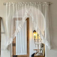 YICKYUE  -  1 Panel Lace Sheer Curtain Valance Floral Embroidered Swag Curtains Valance Tiers for Doorway Kitchen Bathroom Window Rod Pocket