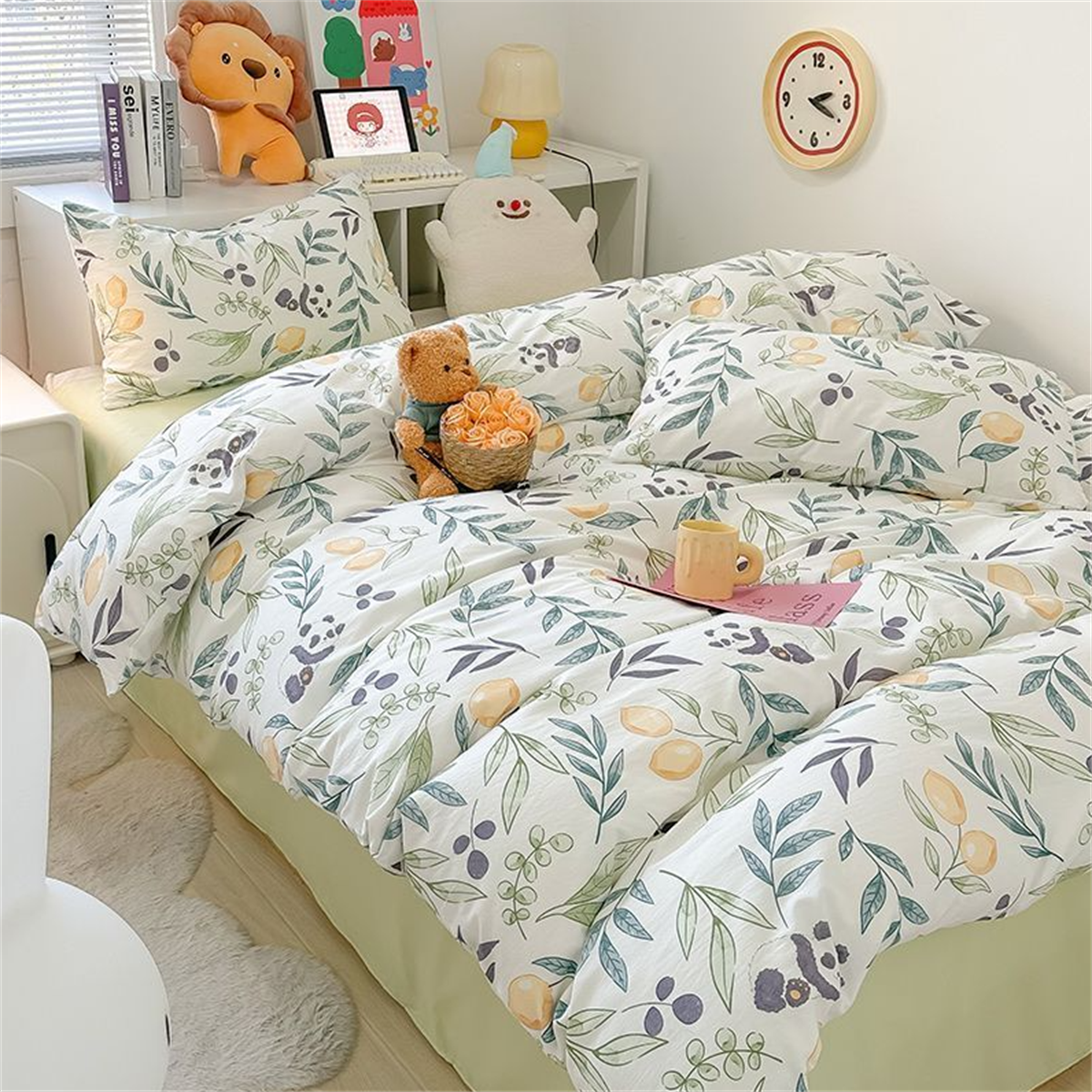 YICKYUE  -  White Black Milk Cow Bedding Set Single Twin Full Queen Size Duvet Cover Set Boys Girls 150x200 Flat Sheet Pillowcase Bed Linen