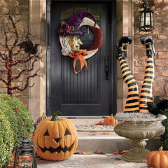 2022 New Halloween Evil Witch Legs Props Upside Down Wizard Feet with Boot Stake Ornament Decoration for Front Yard Lawn