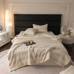 YICKYUE   -  Teddy Fleece Blankets Stitch Winter Cozy Soft Blankets Multifunctional Farley Plush Blanket Cover Thermal Mat for Home Plaid ??