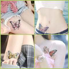 YICKYUE  -  4pc Dopamine Butterfly Tattoo Stickers Color High Sense Girls Fake Tattoo Art Fashion Waterproof Temporary Faux Tatouage Femme