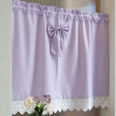 Yickyue Farmhouse Valance Door Curtain Purple Rustic Plaid with Bow Decorative Valances Short Window Curtains for Bedroom Kitchen TJ6937