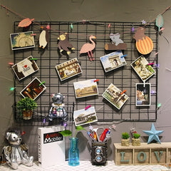 Iron Grid Art Mesh for Photo Displaying Frame Mood Board Postcard Display Storage Rack Home Wall Hanging DIY Decoration Shelf