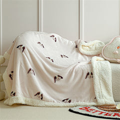 YICKYUE  -  Printed Autumn Winter Warm Blankets for Throw Soft Coral Fleece Warmth Thicken Bedspread Imitation Lambswool Sofa Cover Blanket