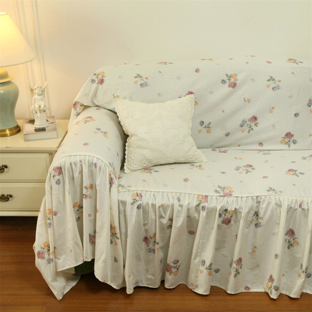 YICKYUE  -  Countryside Rose Printed Sofa Cover Pure Cotton Home Decoration Bedroom Living Room Sofa Cover Cloth Double Or Triple Sofa Cover