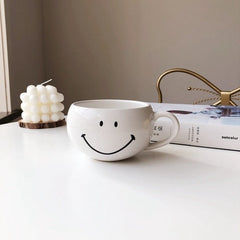 Japanese Smiley Face Cup Smiley Face Ceramic Cup Spherical Mug Milk Breakfast Cup