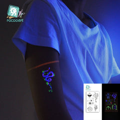 Fashion Luminous Tattoo Sticker Line Snake Temporary Tattoo Waterproof Men Women Arm Leg Fake Tattoo Body Art Sticker
