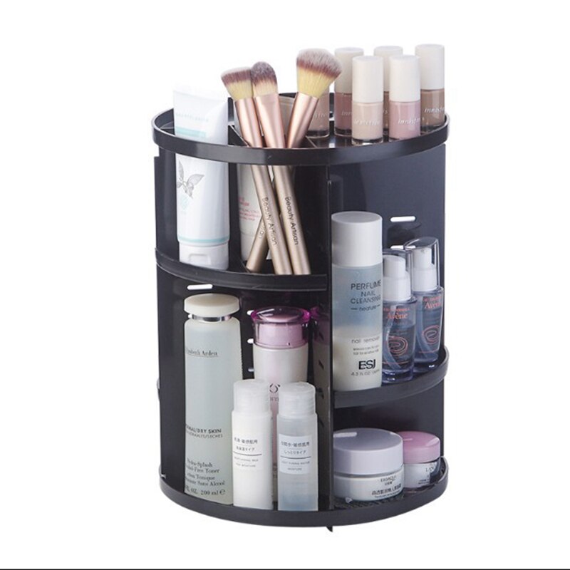 360 Rotating Cosmetic Storage Rack Organizer Adjustable Rotating Storage Box Large-capacity Cosmetic Brush Lipstick Storage Rack