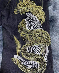 Hearujoy  90s Streetwear Y2k Baggy Jeans Harajuku Hip Hop Dragon Pattern Retro Black Oversized Baggy Jeans Men Women New Gothic Wide Trousers Streetwear