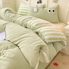 YICKYUE  -  Milk Velvet Warmth Bedding Set Full Winter Soft Queen Duvet Quilt Cover Flannel ensembles de couette Cozy Eye Decor Pillowcase