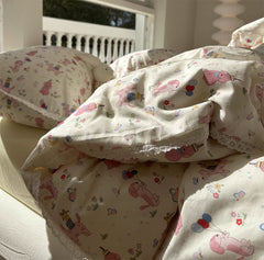 Yickyue -  Fashion cute cartoon pink dog bedding set teen,twin full queen king lovely cotton home textile bed sheet pillow case quilt cover