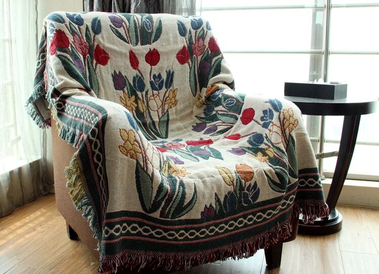 CHAUSUB Cotton Blankets Home Decor Leisure Throws Sofa Cover Bedding Bed Cover Jacquard Coverlet Knitted Bedspread on Bed
